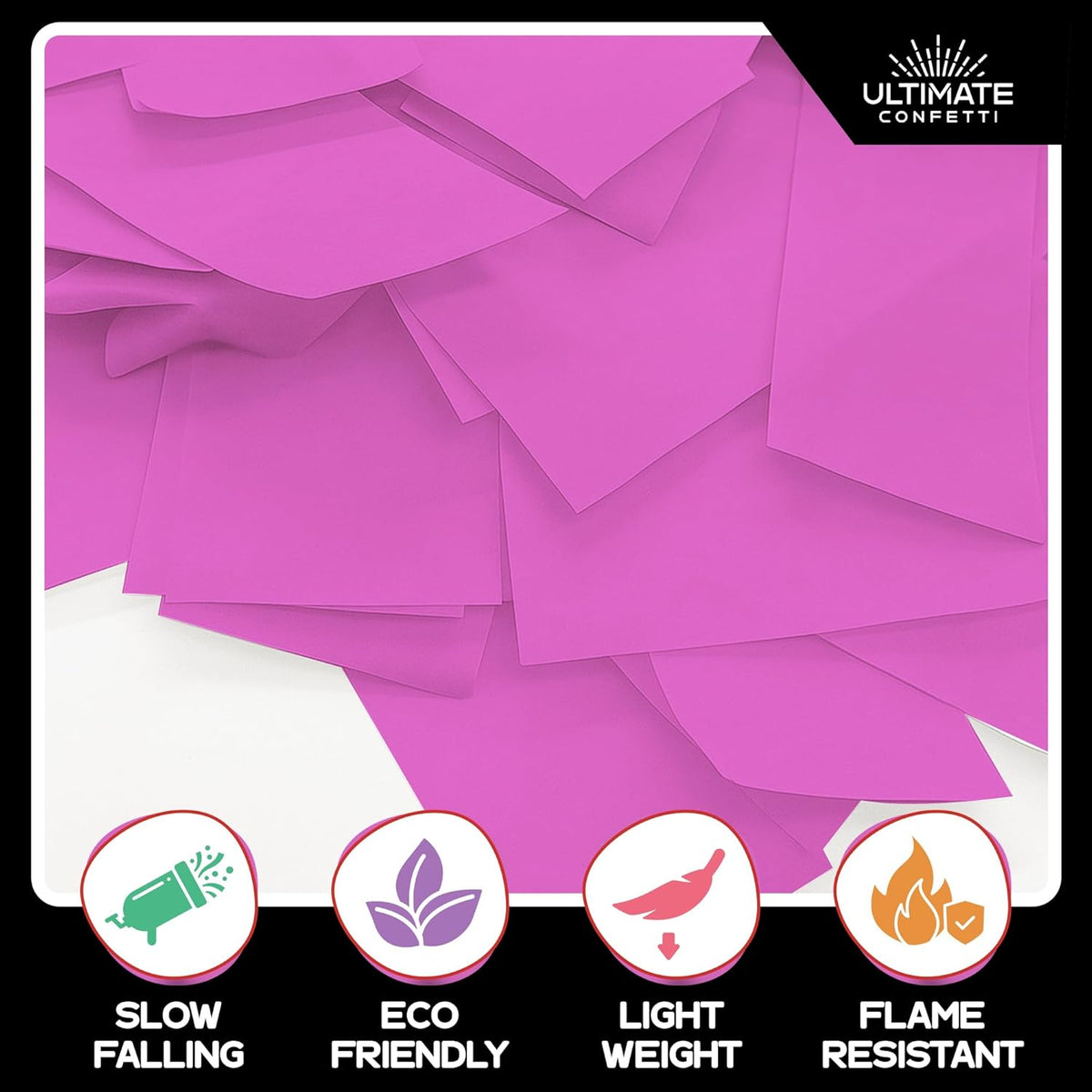 Pink Biodegradable Confetti - Rectangular Fluttering Tissue Paper Confetti for Cannon and Launcher