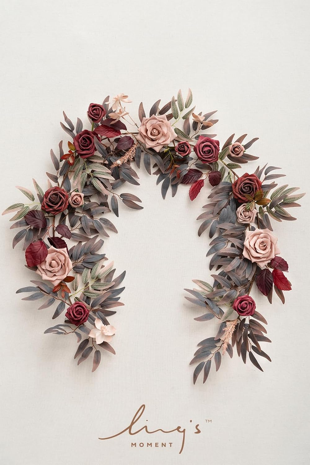 Ling's moment 5FT Burgundy Artificial Flower Garland Maroon Rose Floral Garland Arch Flowers Vine
