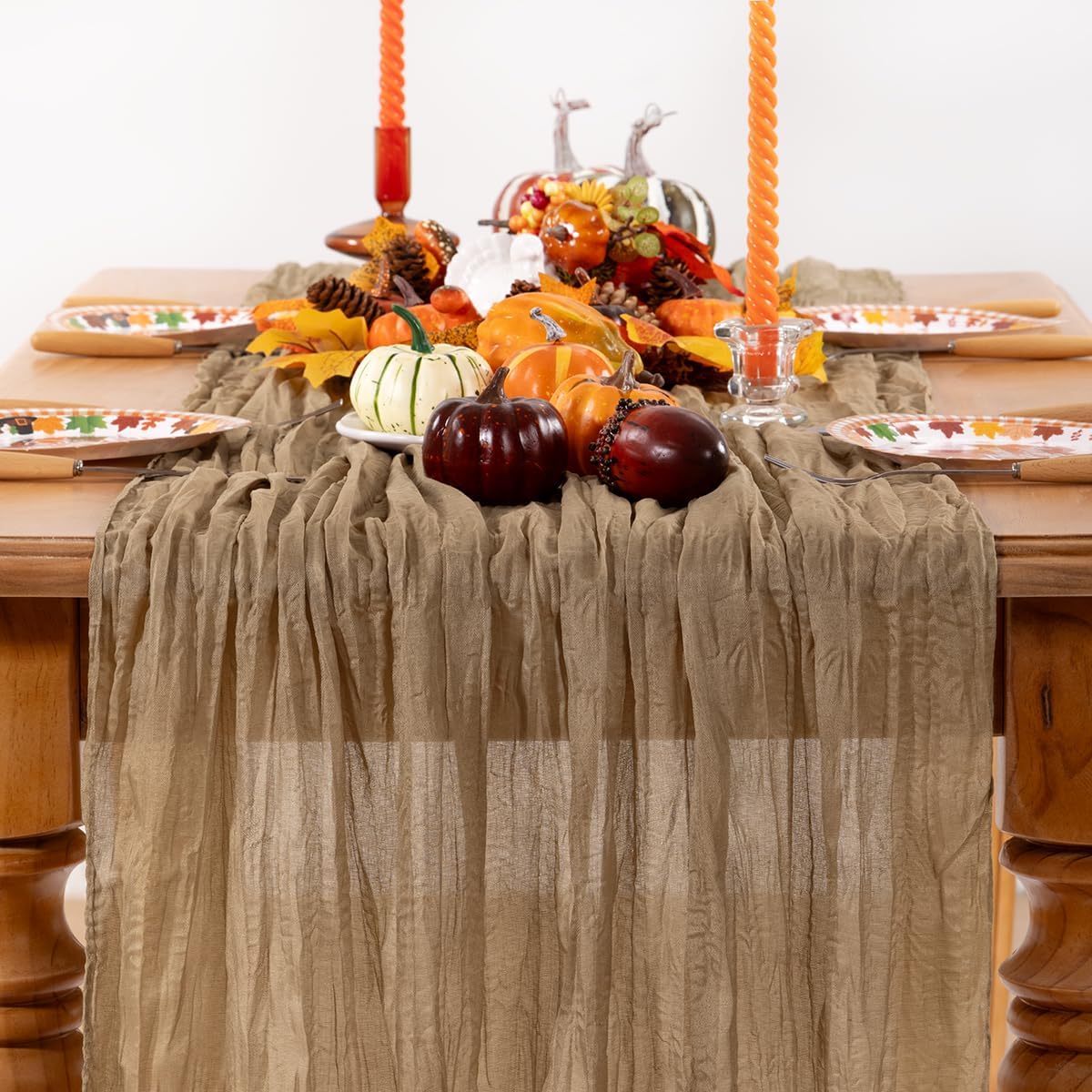 Nude Cheesecloth Table Runner 4 Pack Fall Table Runners Boho Gauze 120 Inches Coffee Cheese Cloth