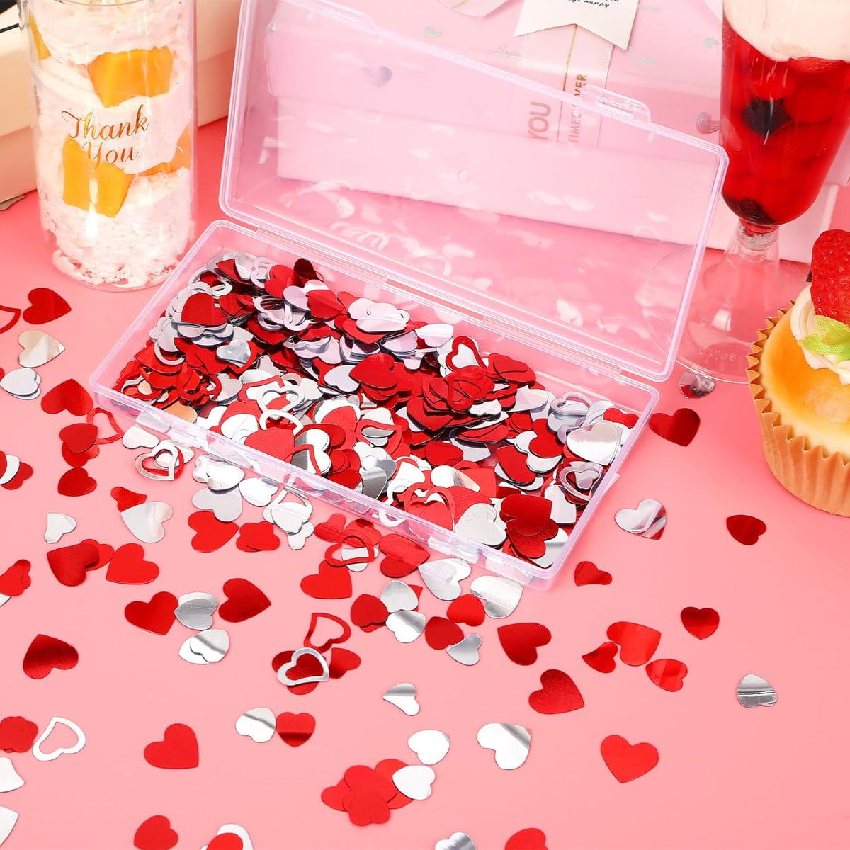 MARFOREVER Valentines Day Confetti, Red Heart Glitter Confetti Valentine's Day Metallic Foil Heart