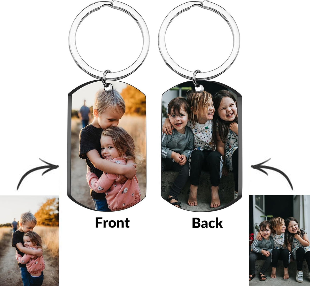 Personalized Double-sided Photo Text+Icons Keychain Drive Safe Boy Girlfriend Pet Memorial