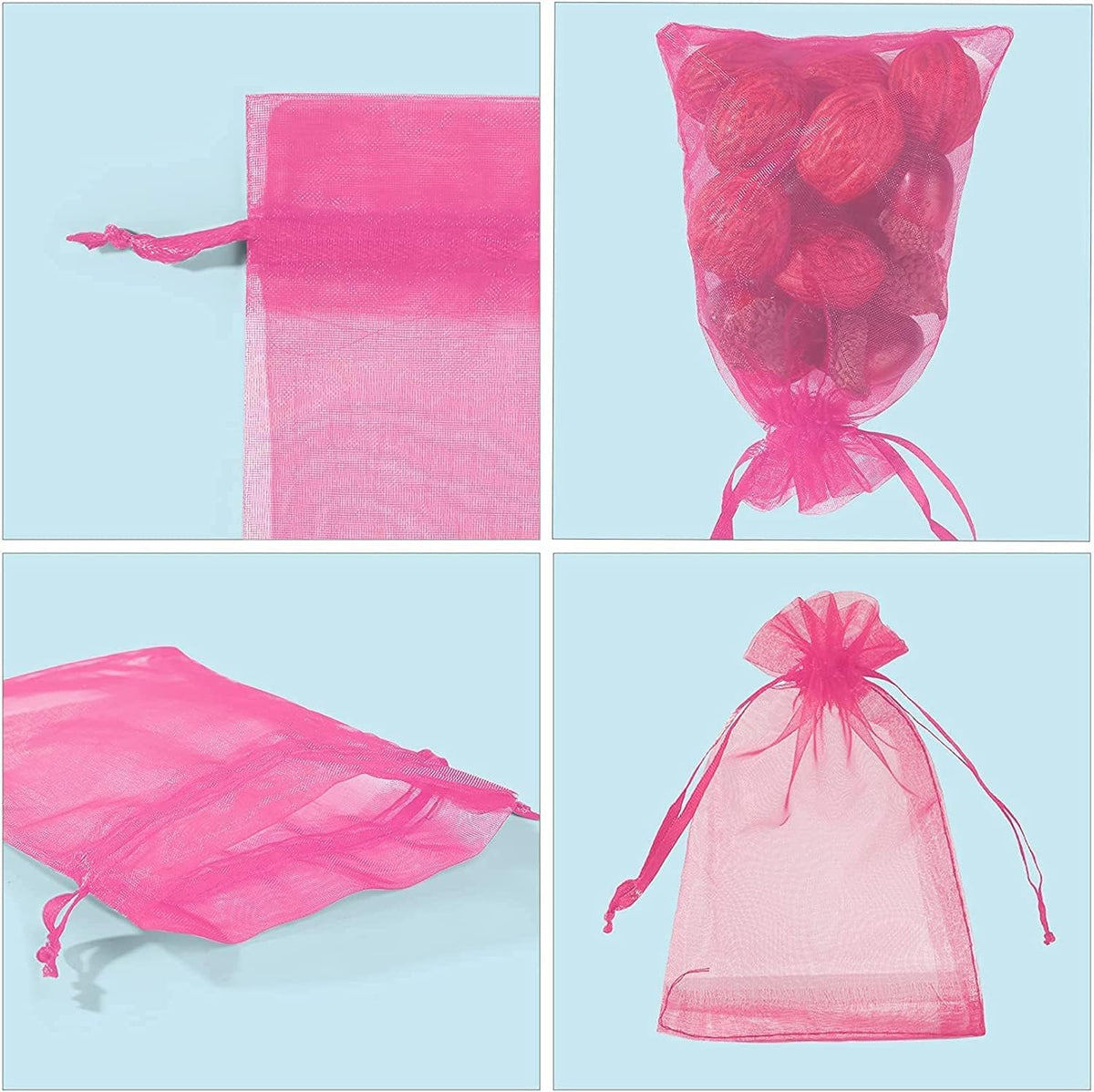 ANZNKU 100 Pack Organza Bags 4 x 6 inch Sheer Drawstring Small Mesh Bags for Candy Jewelry Party