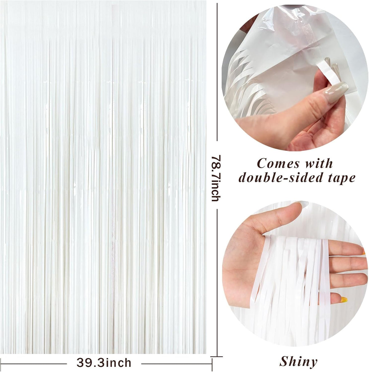 White Party Streamers Foil Fringe Backdrop Curtains Tinsel Streamers Birthday Party Decorations