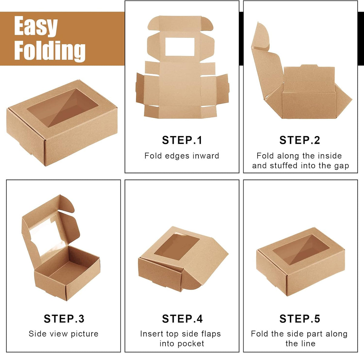 Zonon 30 Pcs Soap Boxes for Homemade Packaging, Mini Kraft Treat Boxes with Window for Bakery Candy