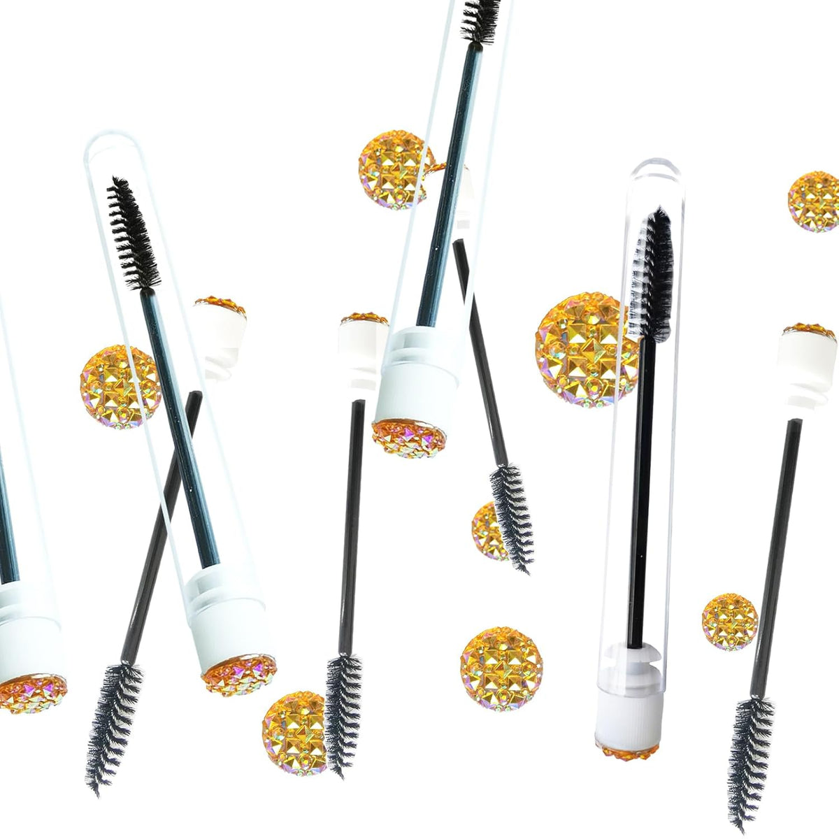 i-Laesh 10-Piece Disposable Mascara Wands with Tube - Diamond Spoolies for Eyelash & Eyebrow Makeup