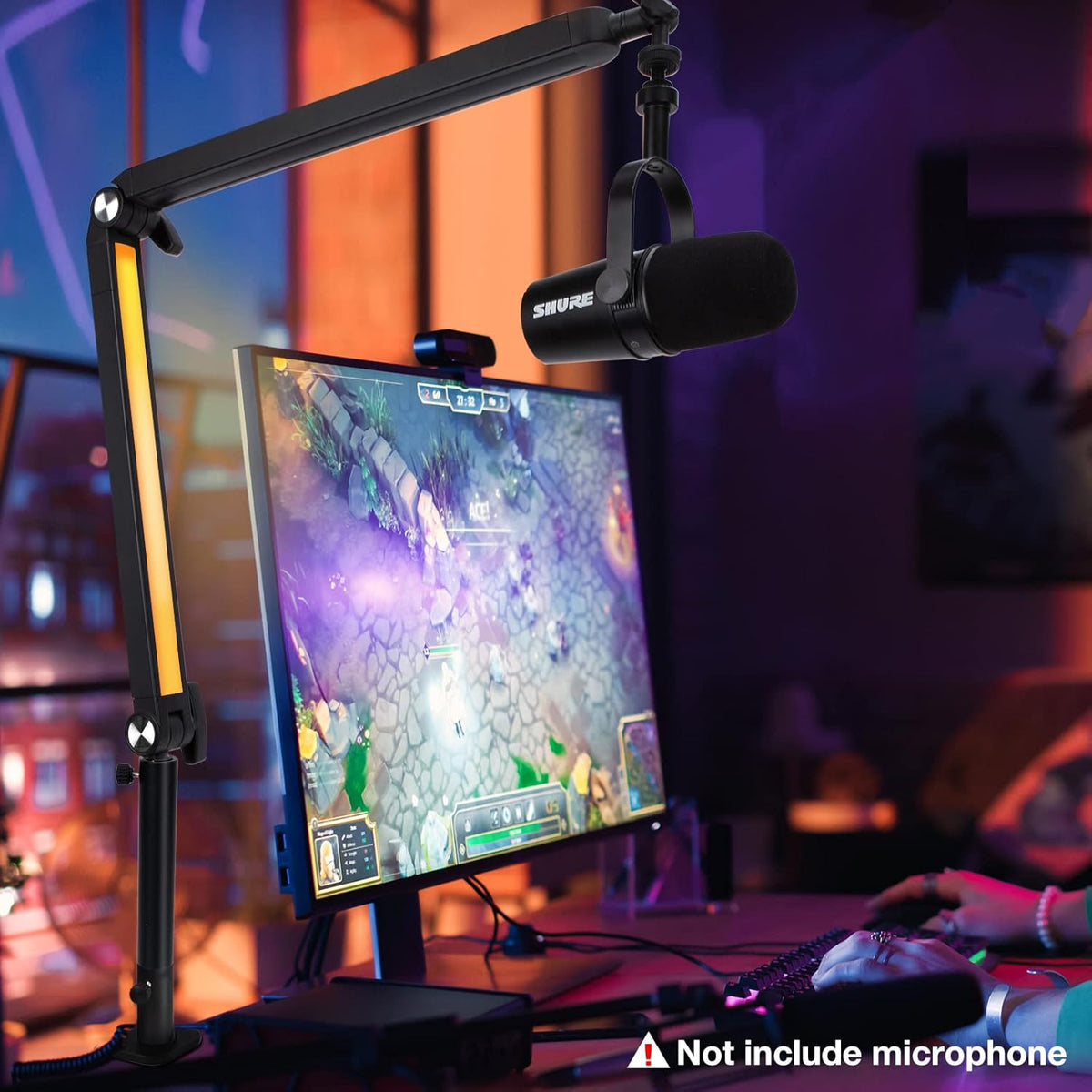 Boom Arm with RGB Light - Mic Arm for HyperX QuadCast, Blue Yeti, Shure SM7B, Rode and Most Gaming