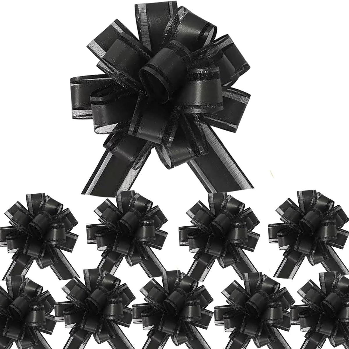 Small Pull Bows, 10 PCS 4 Inch Black Gift Bows for Wrapping,Basket, Wedding,Birthday Party,Flower