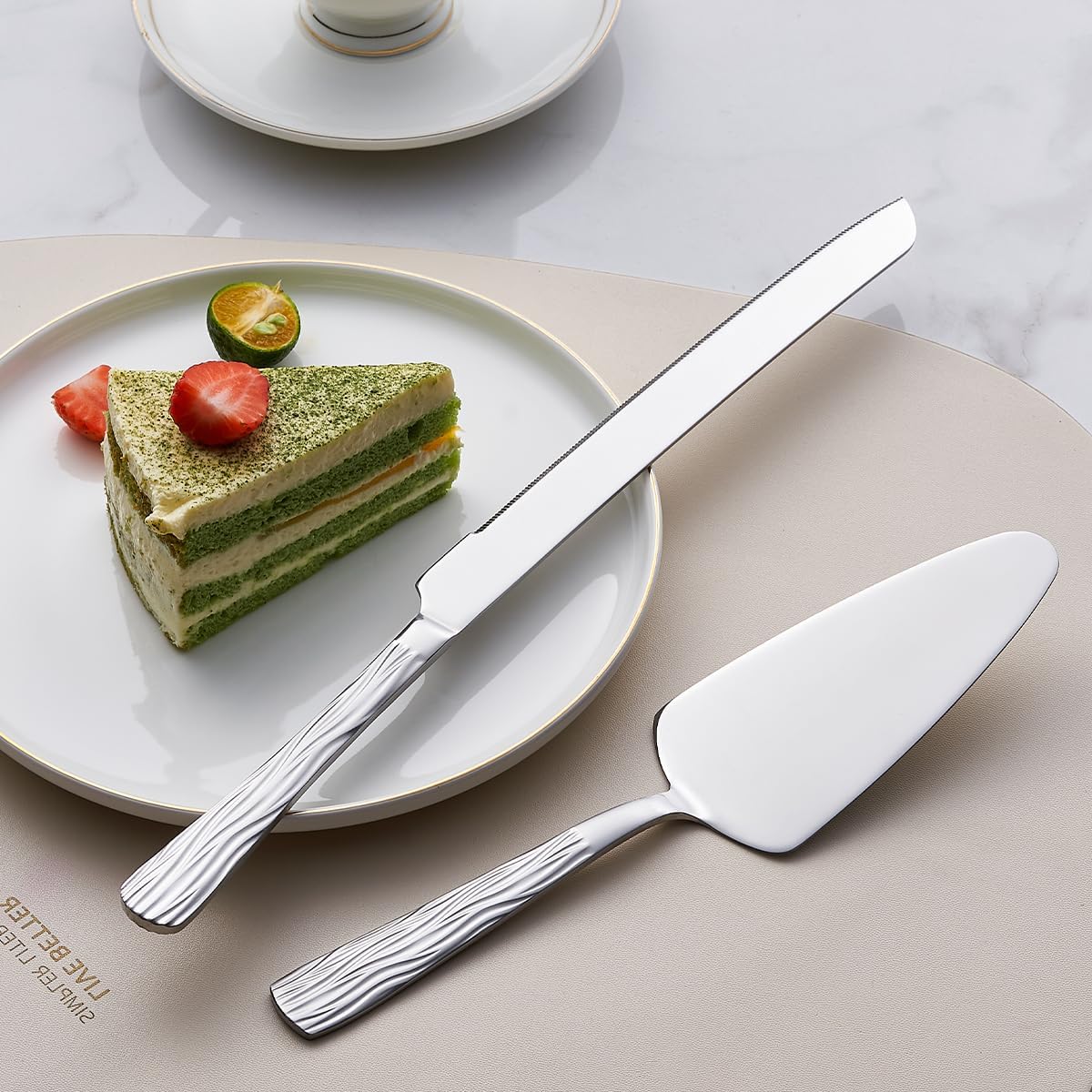 Silver Cake Cutter Set, Stainless Steel Cake Cutting Set Include Cake Knife and Cake Server