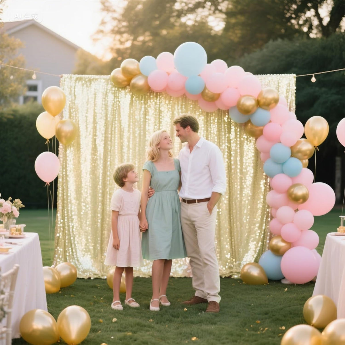 Champagne Sequin Backdrop Curtain 4 Pieces 2FTx8FT Glitter Photography Backdrop for Party Wedding