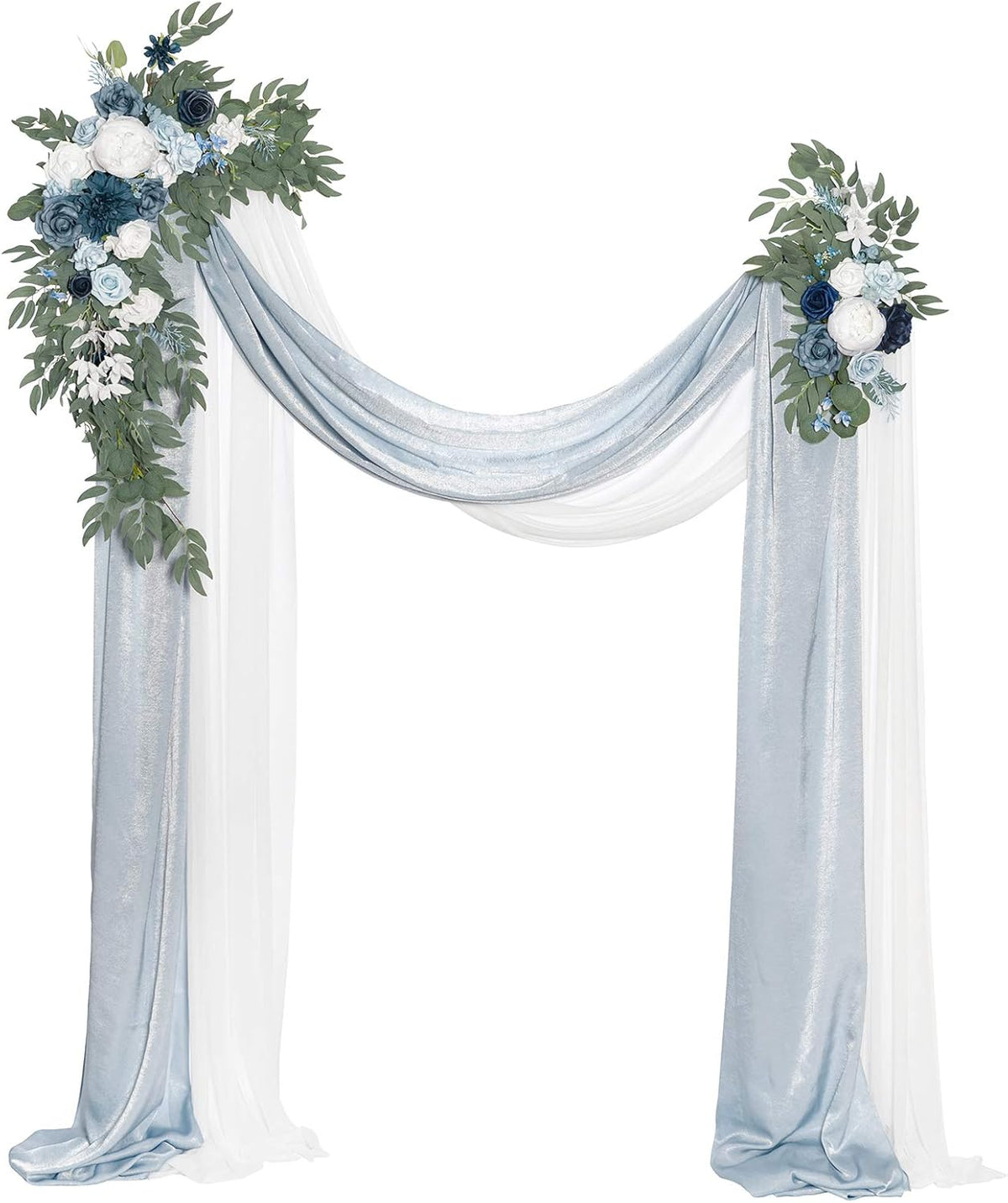 Ling's Moment Dusty Blue Artificial Wedding Arch Flowers Kit Pack of 4, 2pcs Hanging Flower