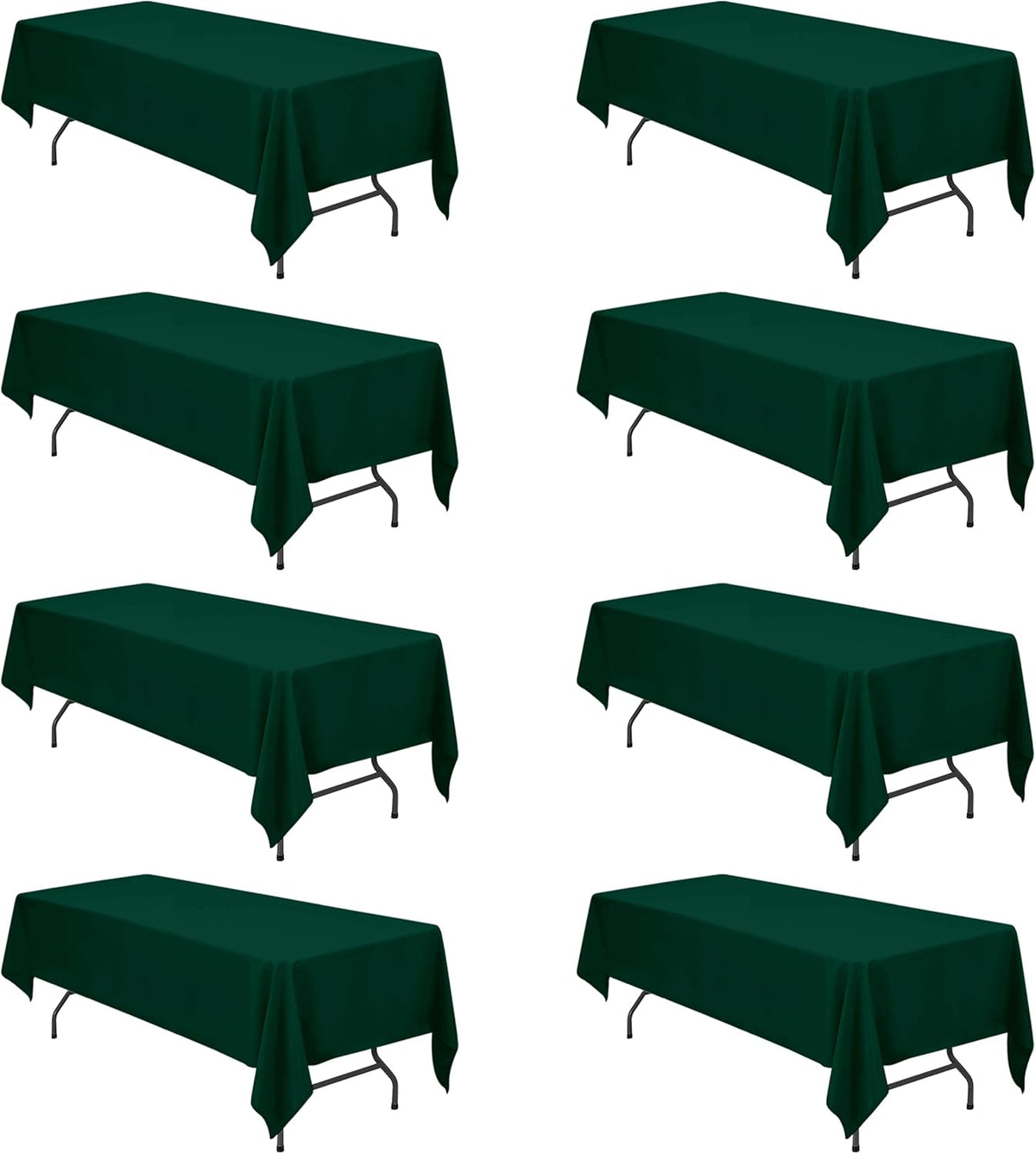 BRILLMAX 8 Pack Hunter Green Tablecloths for 8 Foot Rectangle Tables 60 x 126 Inch - 8ft