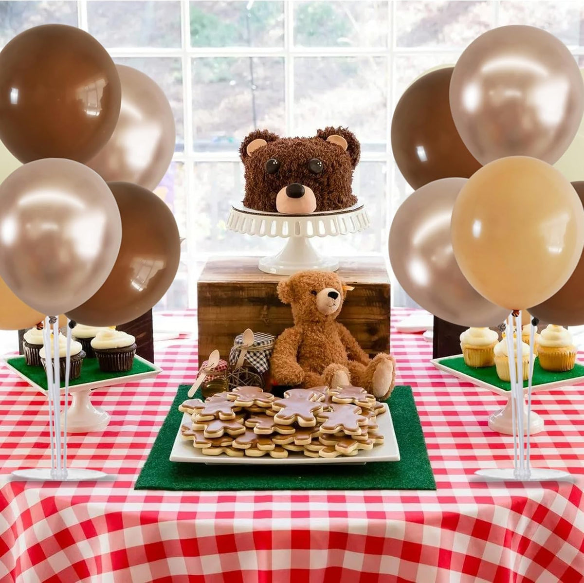 TONIFUL 4 Set Brown Champagne Gold Balloon Stand Centerpiece Table Decorations for Baby Shower