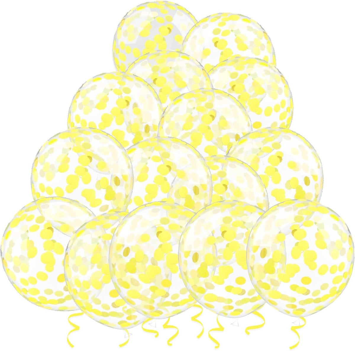 25 Pcs Yellow Confetti Balloons, 12 Inch Thickened Clear Latex Balloon with Confetti Inside for