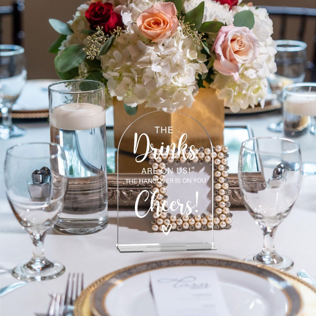 Acrylic Wedding Sign, Bridal Shower Decorations, The Drinks Sign for Ceremony, Modern Font Table