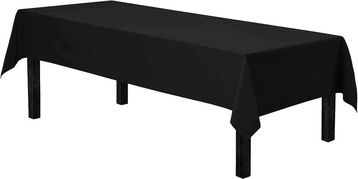 Gee Di Moda Rectangle Tablecloth - 60 x 84 Inch Black Table Cloth for 5 Foot Rectangle Table