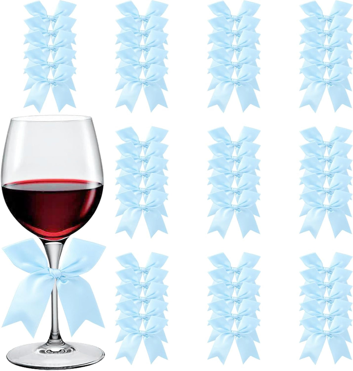 Feluwi Azure Gift Wrap Bows (50 Pcs) - 3.3 Inch Elegant Plastic-Free Bows for Christmas Gifts