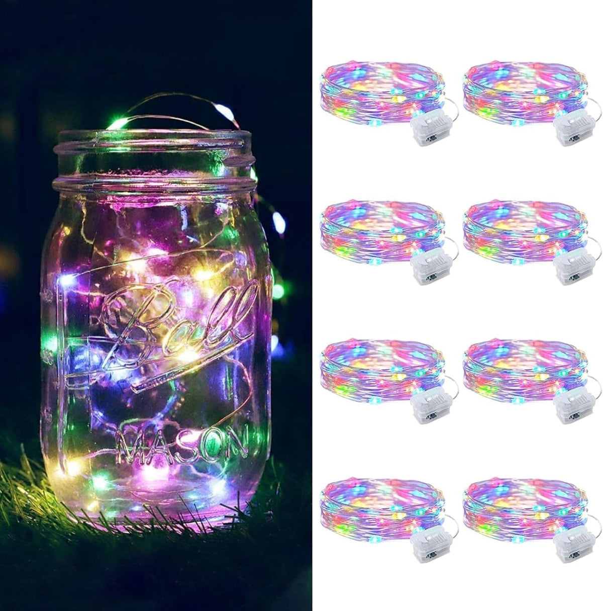 ZGWJ 8 Pack Fairy Lights Battery Operated, 7ft 20 Mini LED Fairy String Lights Silver Wire 3 Modes
