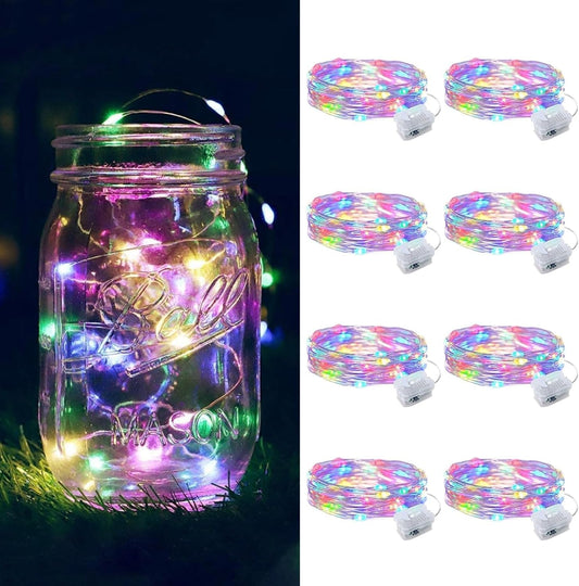 ZGWJ 8 Pack Fairy Lights Battery Operated, 7ft 20 Mini LED Fairy String Lights Silver Wire 3 Modes
