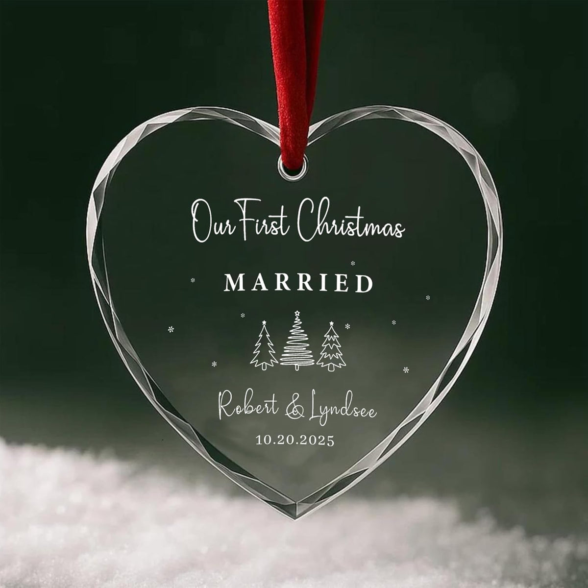 Personalized Glass Ornament 2025 for Married Couples with Name, Custom Wedding Keepsake Gift for