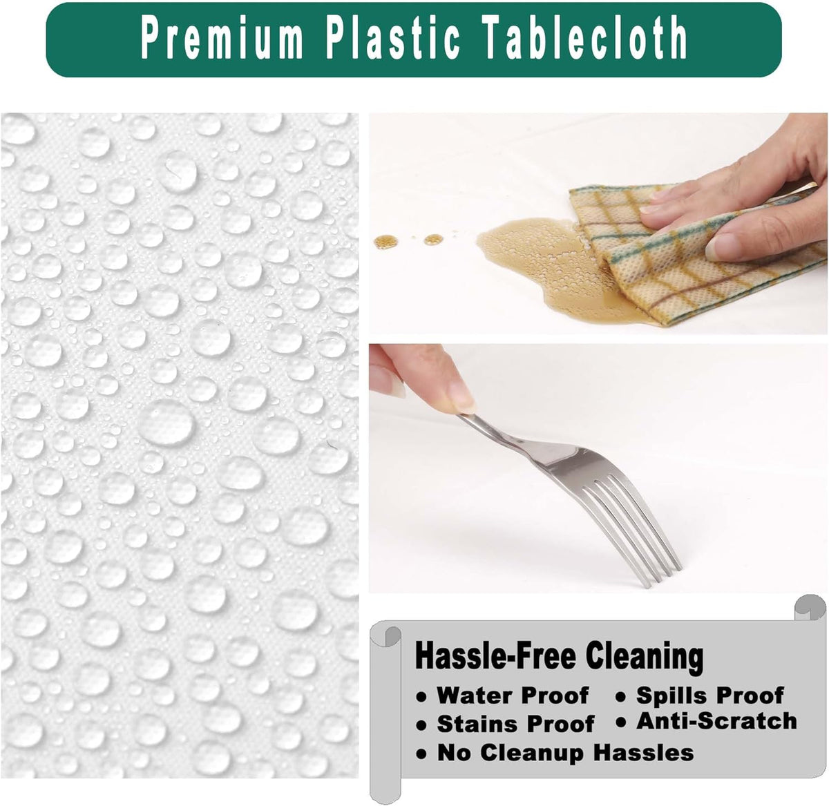 Black & White Gingham Checkered Plastic Tablecloths 2 Pack Disposable Table Covers 54 x 108 Inch