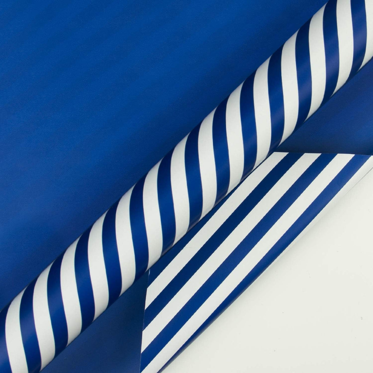 WRAPAHOLIC Reversible Wrapping Paper - Mini Roll - 17 Inch x 33 Feet - Navy and Stripes Design for