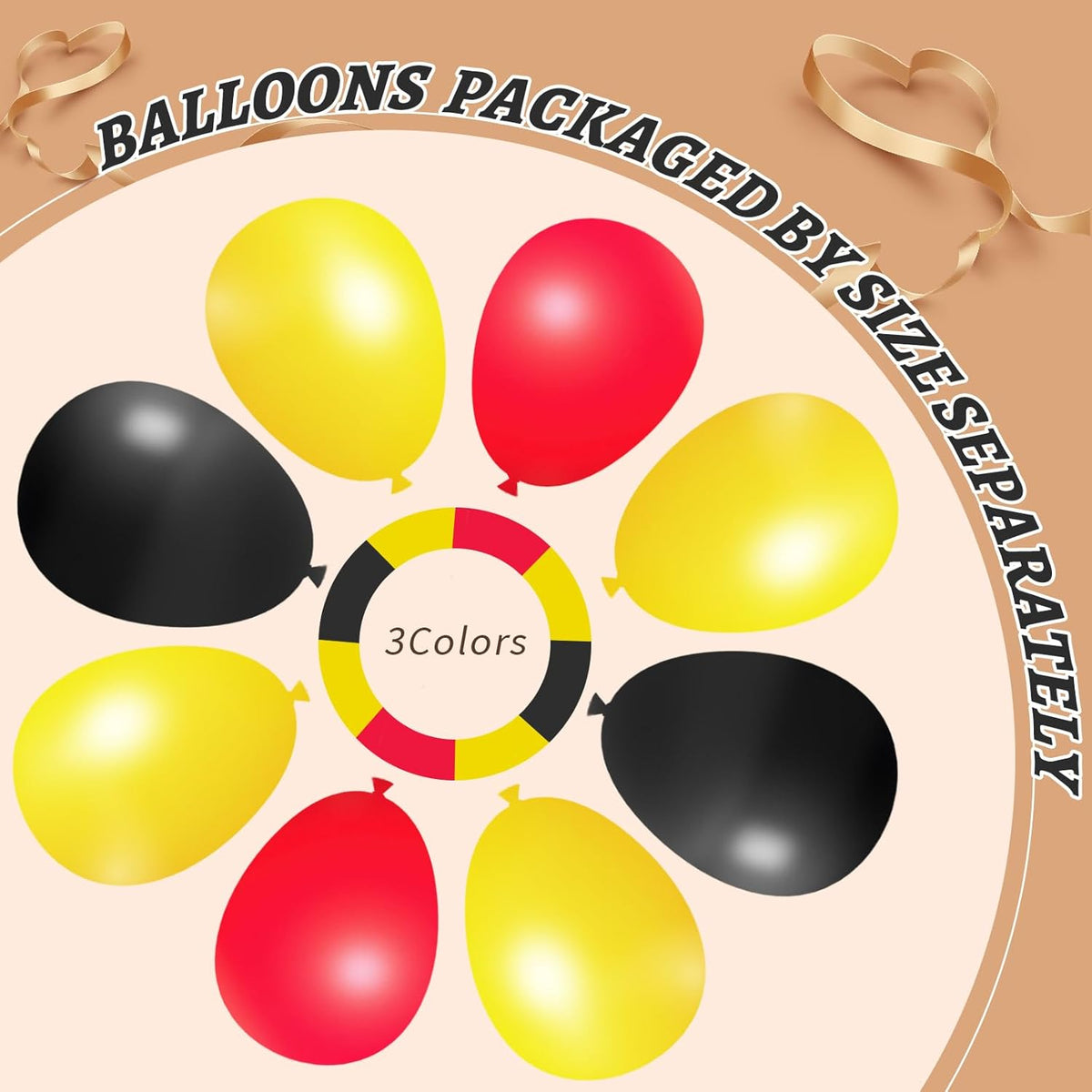 412Pcs Red Yellow Black Balloon Garland Arch Kit,18 12 10 5 Different Sizes Latex Party Balloons