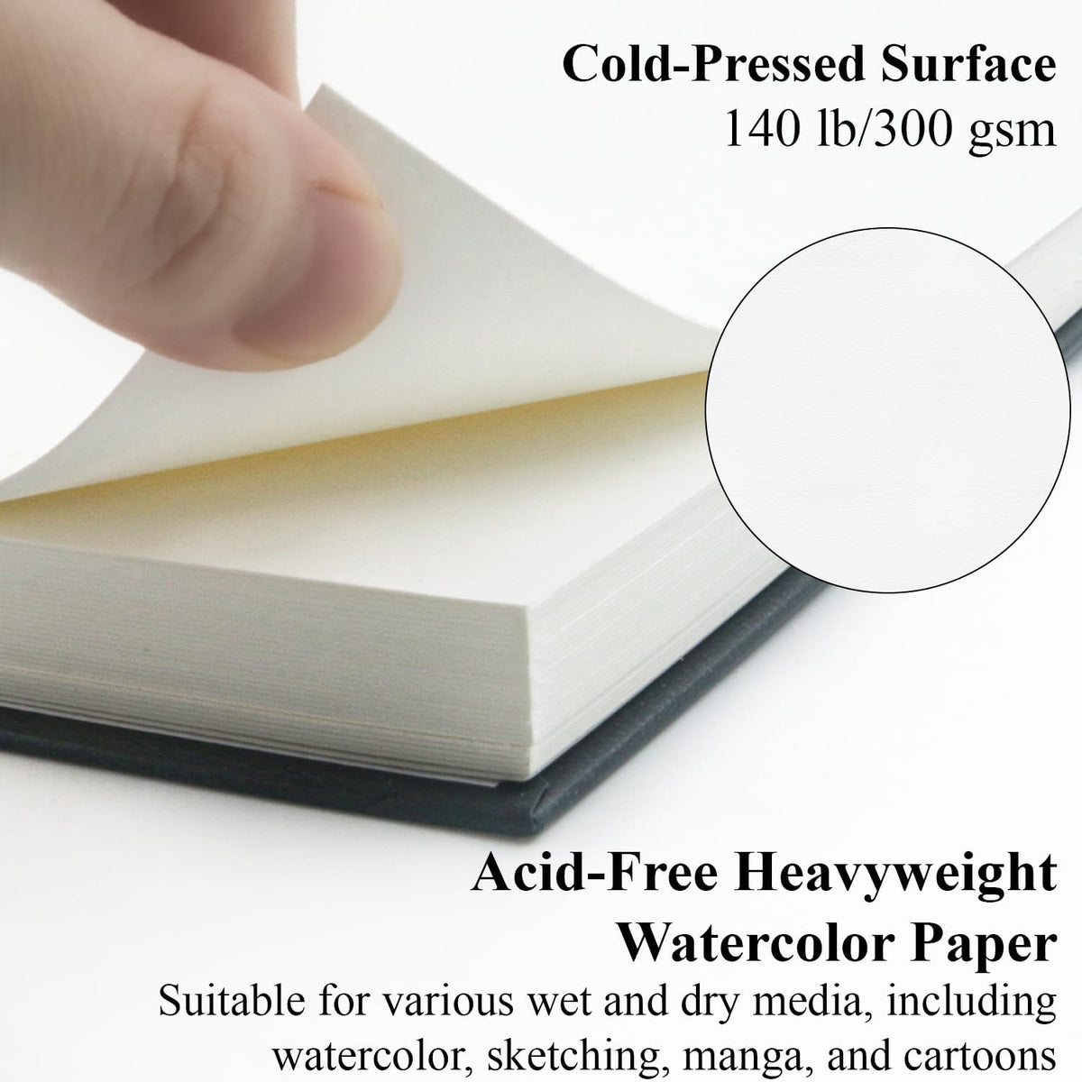 Watercolor Sketchbook 10"x12", 32 Sheets (64 Pages) Water Color Paper, 140lb/300gsm Watercolor