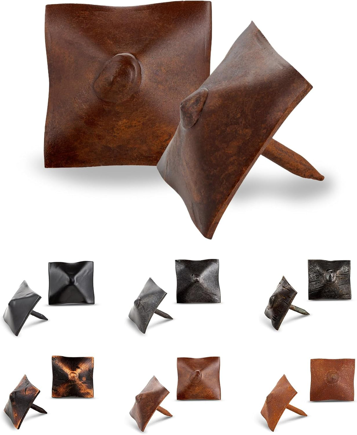25 Pack 1" Square Head Iron Clavos Decorative Nails – Sealed Rusted – Handmade Rustic Square
