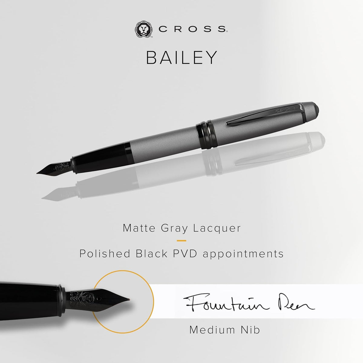 Cross Bailey Refillable Fountain Presented in a Premium Gift Box - Medium Point, Black Ink, Matte