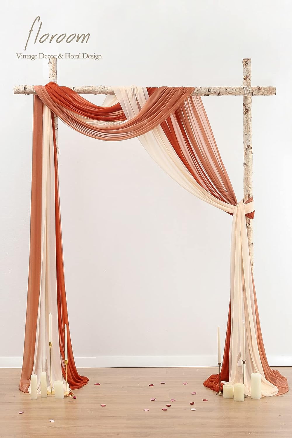 Floroom Wedding Arch Draping Fabric 3 Panels 20Ft Chiffon Fabric Drapes Arbor Drapery Wedding