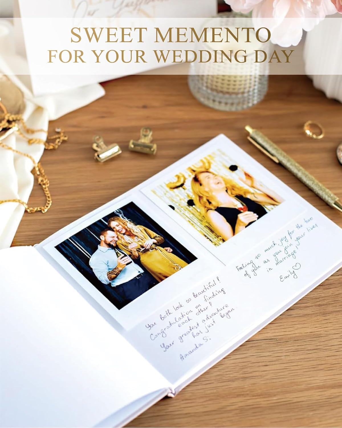 Elegant Linen Wedding Guset Book - Polaroid Guest Book for Wedding Reception,Baby Shower,Bridal