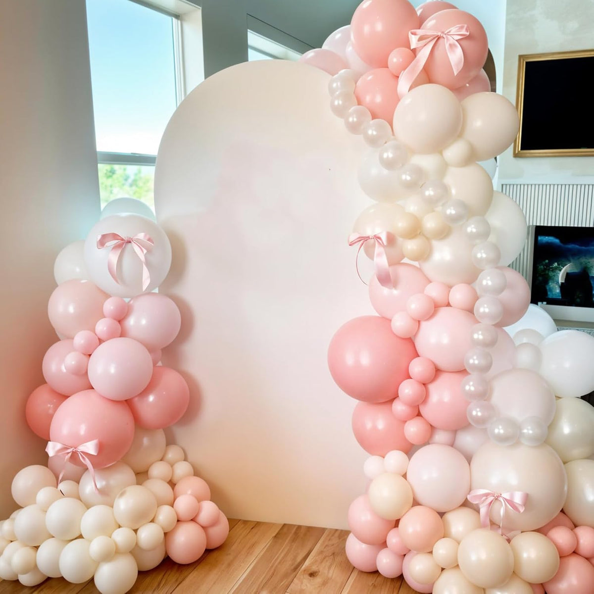 Light Pink Balloons, 12 Inch Pastel Macaron Pink and White Sand Nude Beige Pearl White Boho