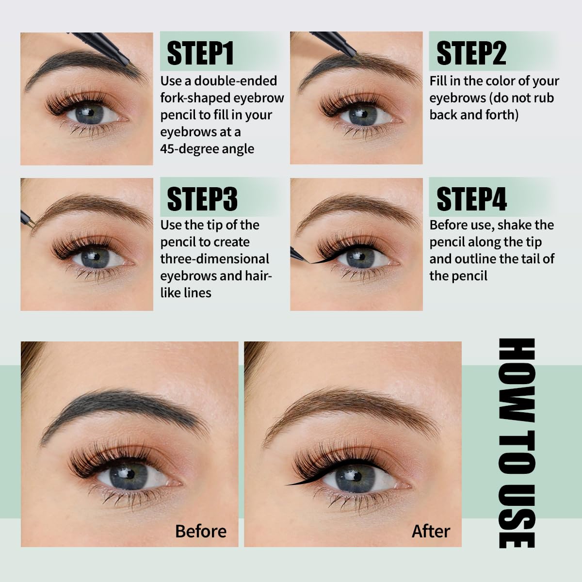 Eye Brow Pencils for Women Brown,2-in-1 Dual-Ended Eye Brow Pencil with 2-Fork-Tip and Precise