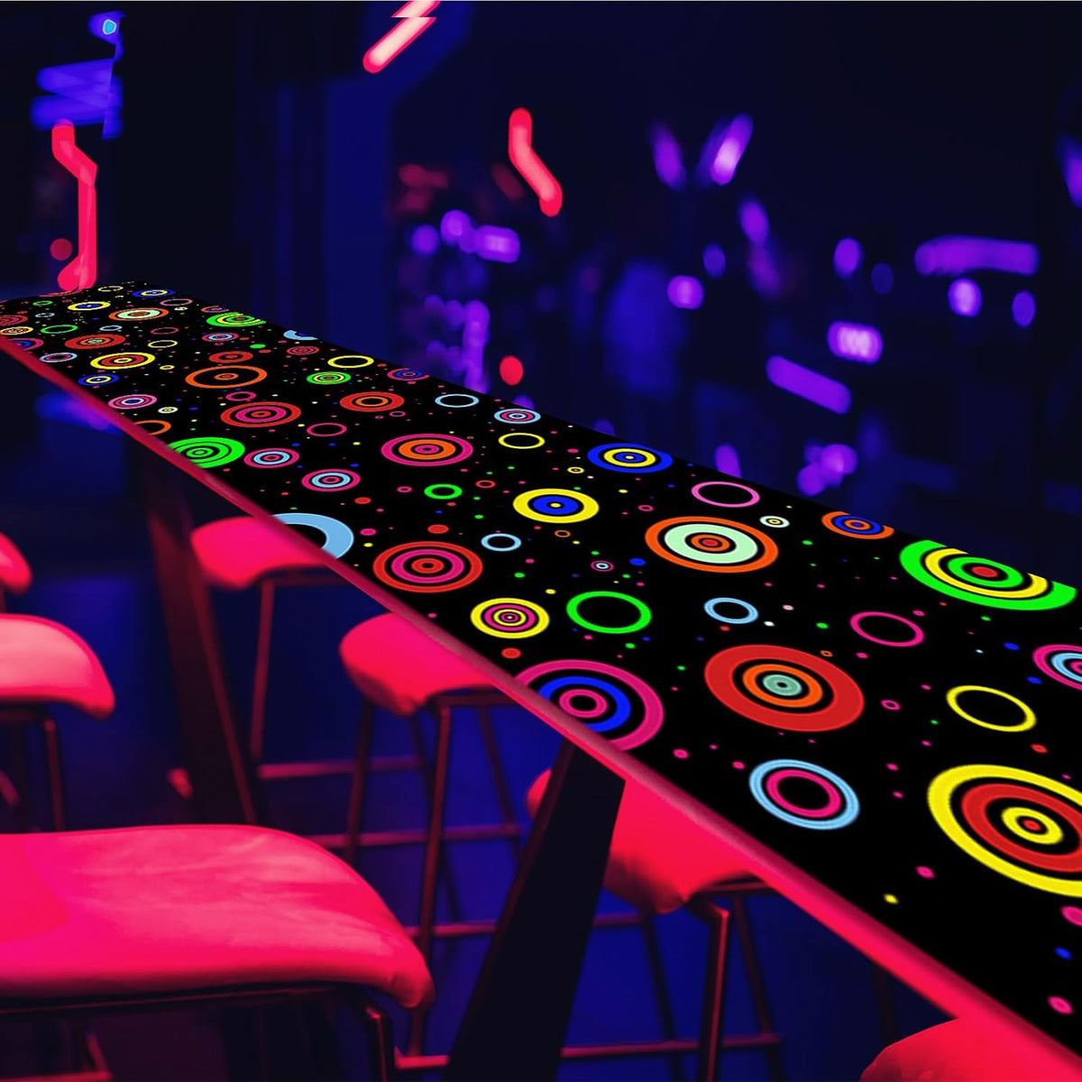 Haull 118 x 39 Inch Neon Light up Dance Floor Glow in The Dark Runner UV Reactive Blacklight Floor