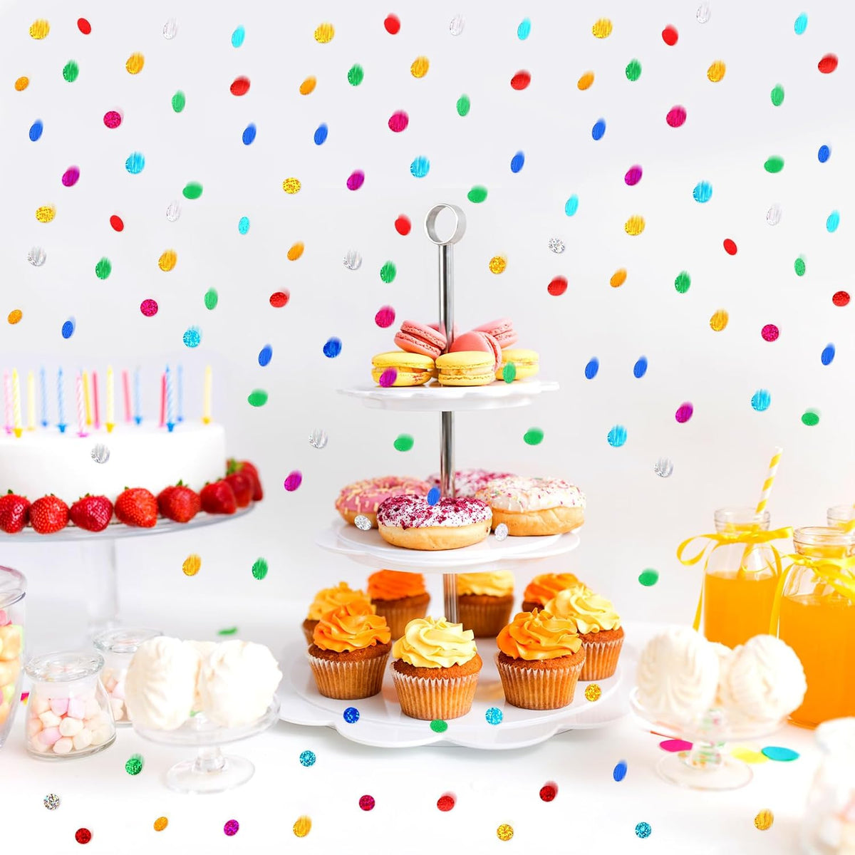 MARFOREVER Multicolor Sparkle Foil Confetti, Glitter Round Confetti Birthday Scatter Table Metallic