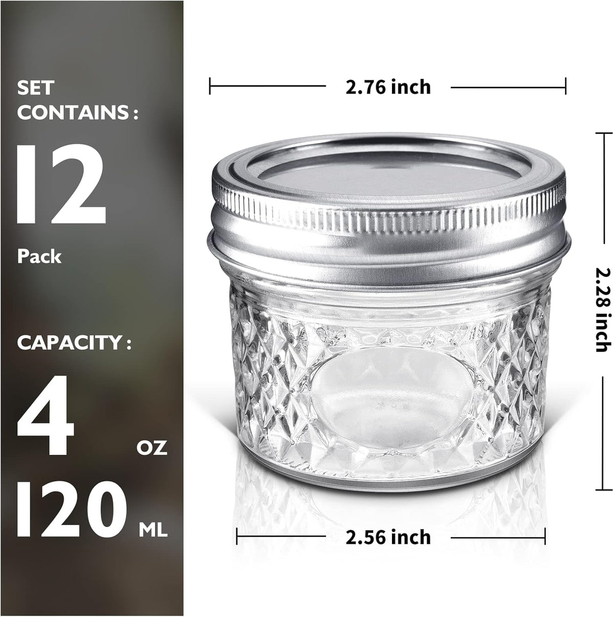 asika Mini Glass Jars,Canning Jars 4 oz With Lids, Small Glass Jars Ideal for Food Storage, Jam
