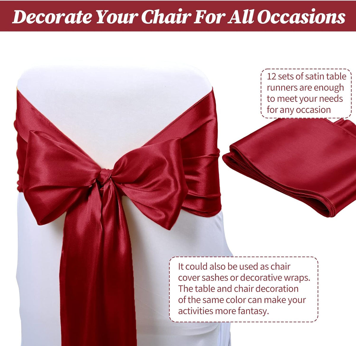 20 Pack Burgundy Satin Table Runner,12 x 108 inch Long Premium Smooth Burgundy Table Runners for