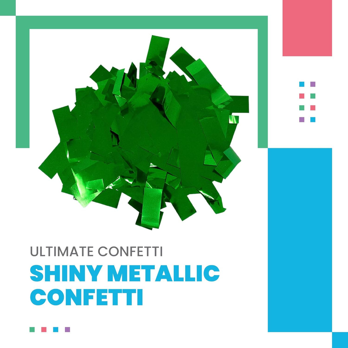 Rectangular Green Mylar Shiny Foil Metallic Confetti for Cannon and Launcher use - Gender Reveal