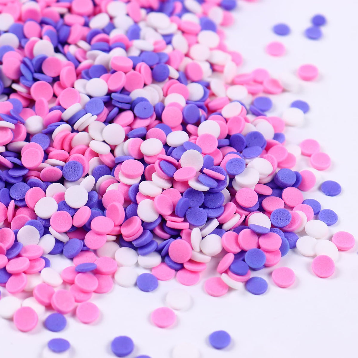 Edible Confetti Sprinkles for Cake Decorating, Round Sprinkles, Purple, Pink and White Sprinkles
