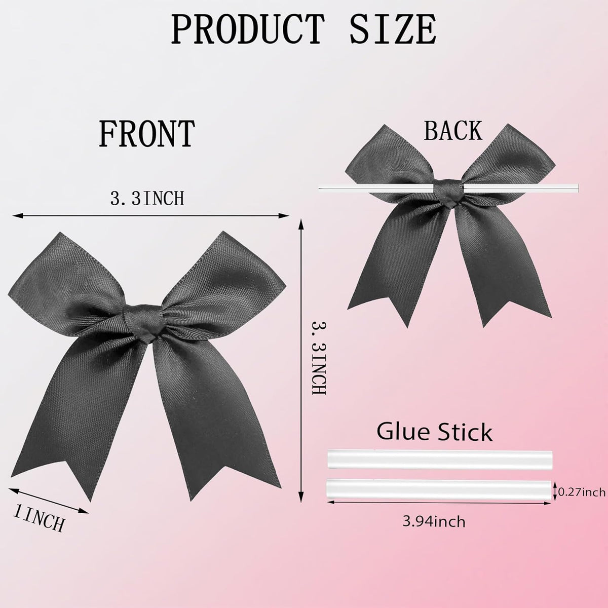 50 PCS Twist Tie Bows Satin Ribbon Bows 3.3 Inch Gift Wrap Bows Craft Bows for Gift Wrapping, Party