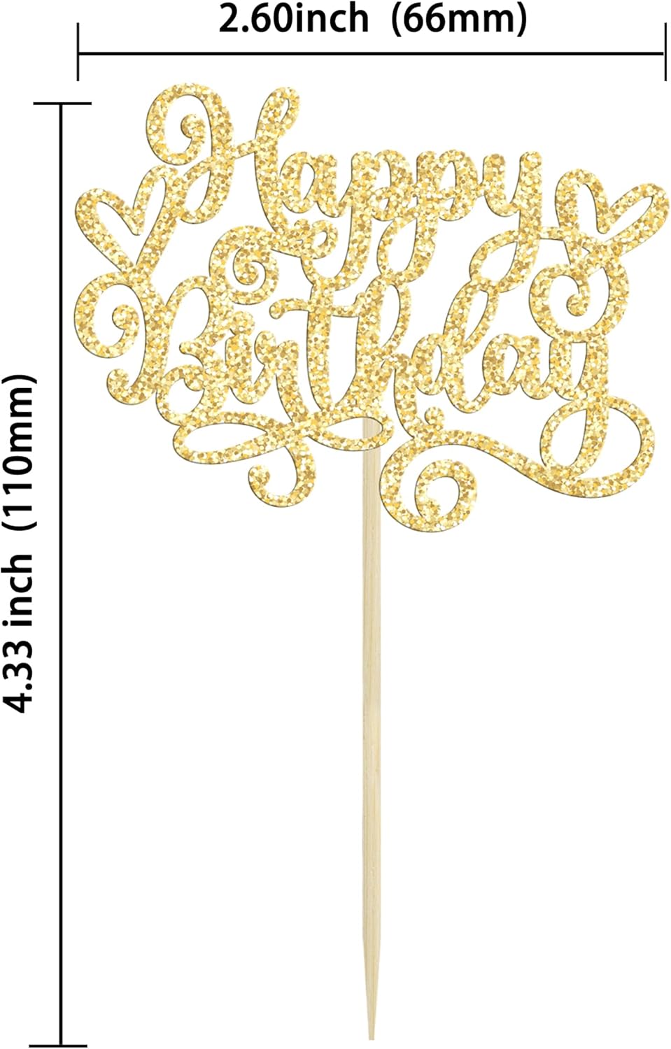 Gyufise 24Pcs Happy Birthday Cupcake Toppers Glitter Happy Birthday Cupcake Picks for Celebrating