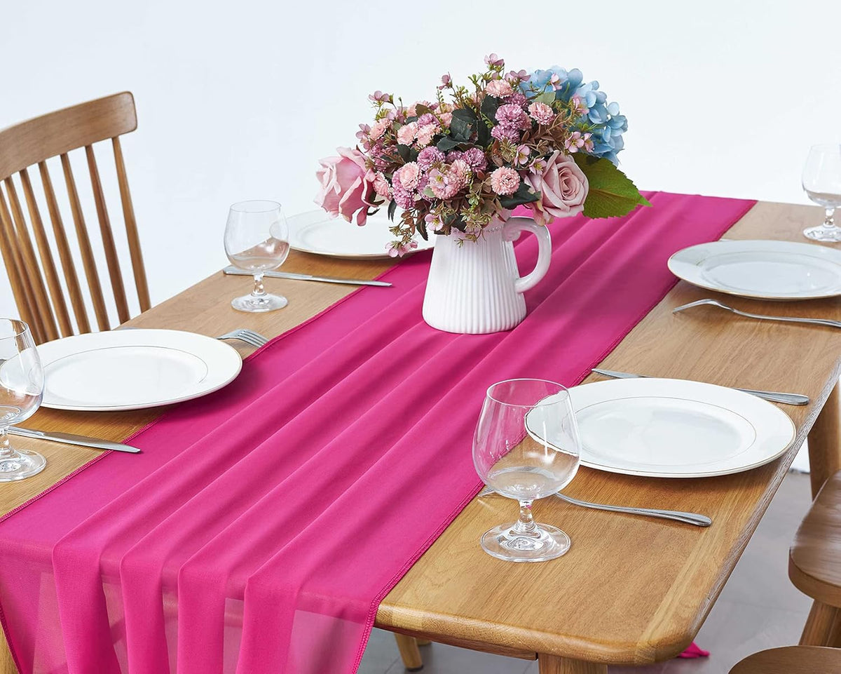 2 Pack 10Ft Fuchsia Chiffon Table Runner Sheer 29x120 Inch for Romantic Wedding Decor Bridal & Baby