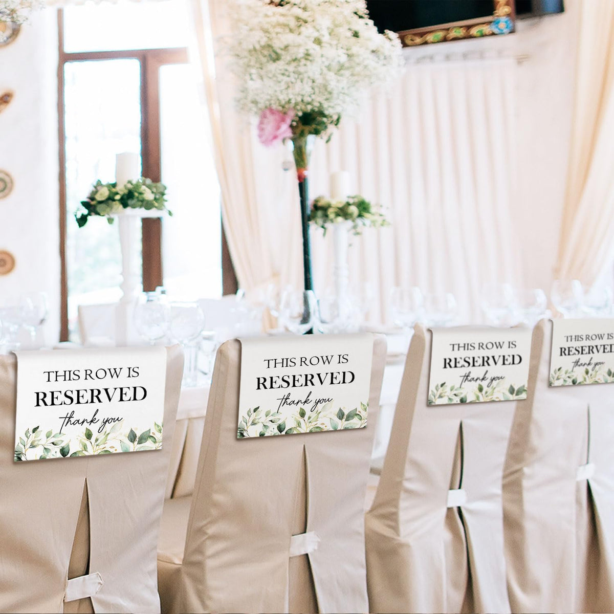 Reserved Seating Chair Signs, This Row Is Reserved Pew Cloths Seating Placeholder for Church Pews
