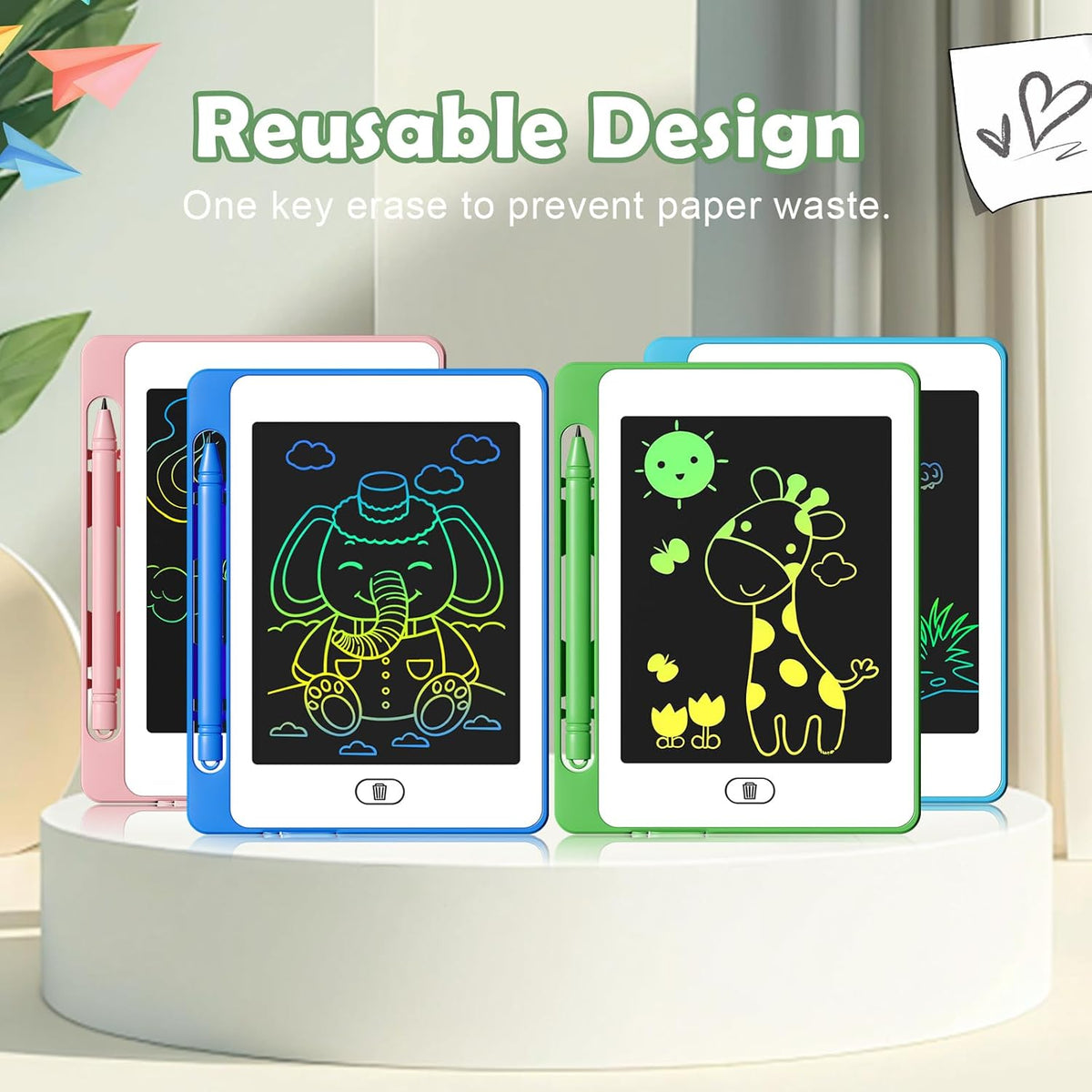 LCD Writing Tablet for Kids, 6.5 Inch Colorful Doodle Board Drawing Tablet, Educational Learning