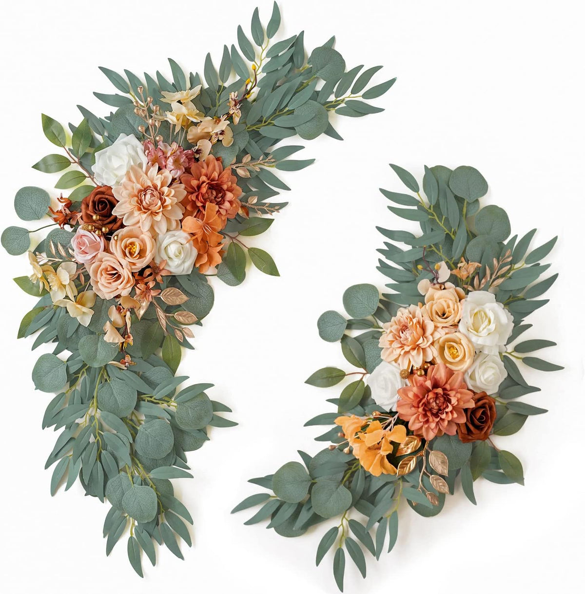 ponatia Wedding Arch Flowers (Pack of 2), Artificial Burnt Orange Flowers for Wedding Welcome Signs