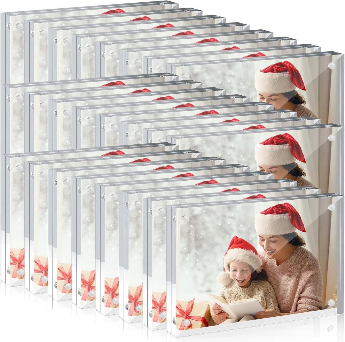 24 Pcs 4x6 Acrylic Picture Frames, Clear Picture Frames Frameless Magnetic Picture Frame Double