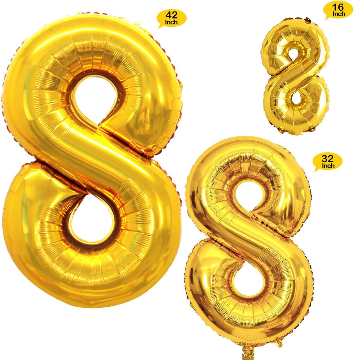 GOER Gold Foil Balloons Number 8,Huge Number Balloons for 8th 18th 28th 38th 48th Birthday Party
