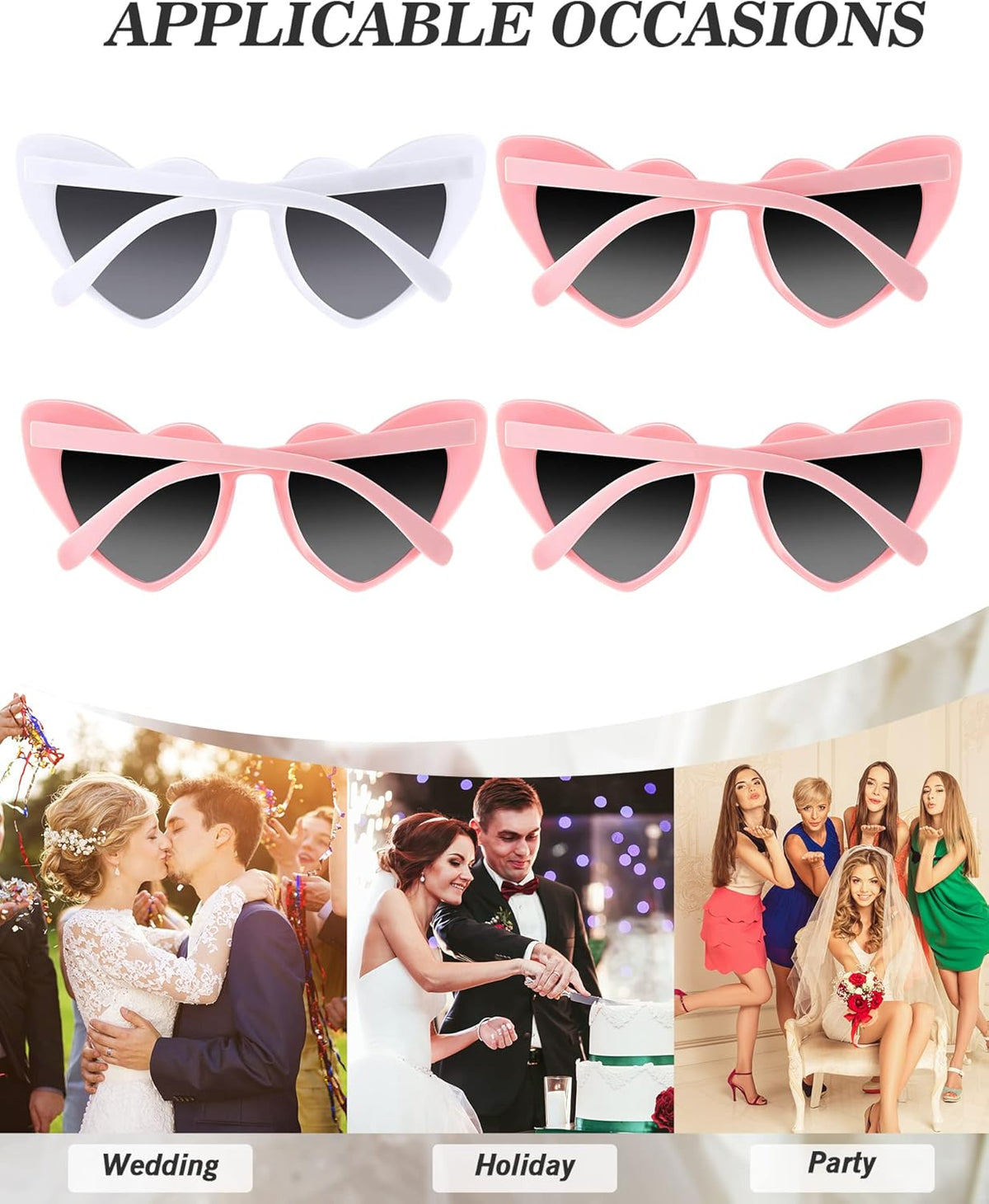 Flutesan 20 Pairs Retro Heart Sunglasses Vintage Cat Eye Heart Glasses Women Bachelorette Bride