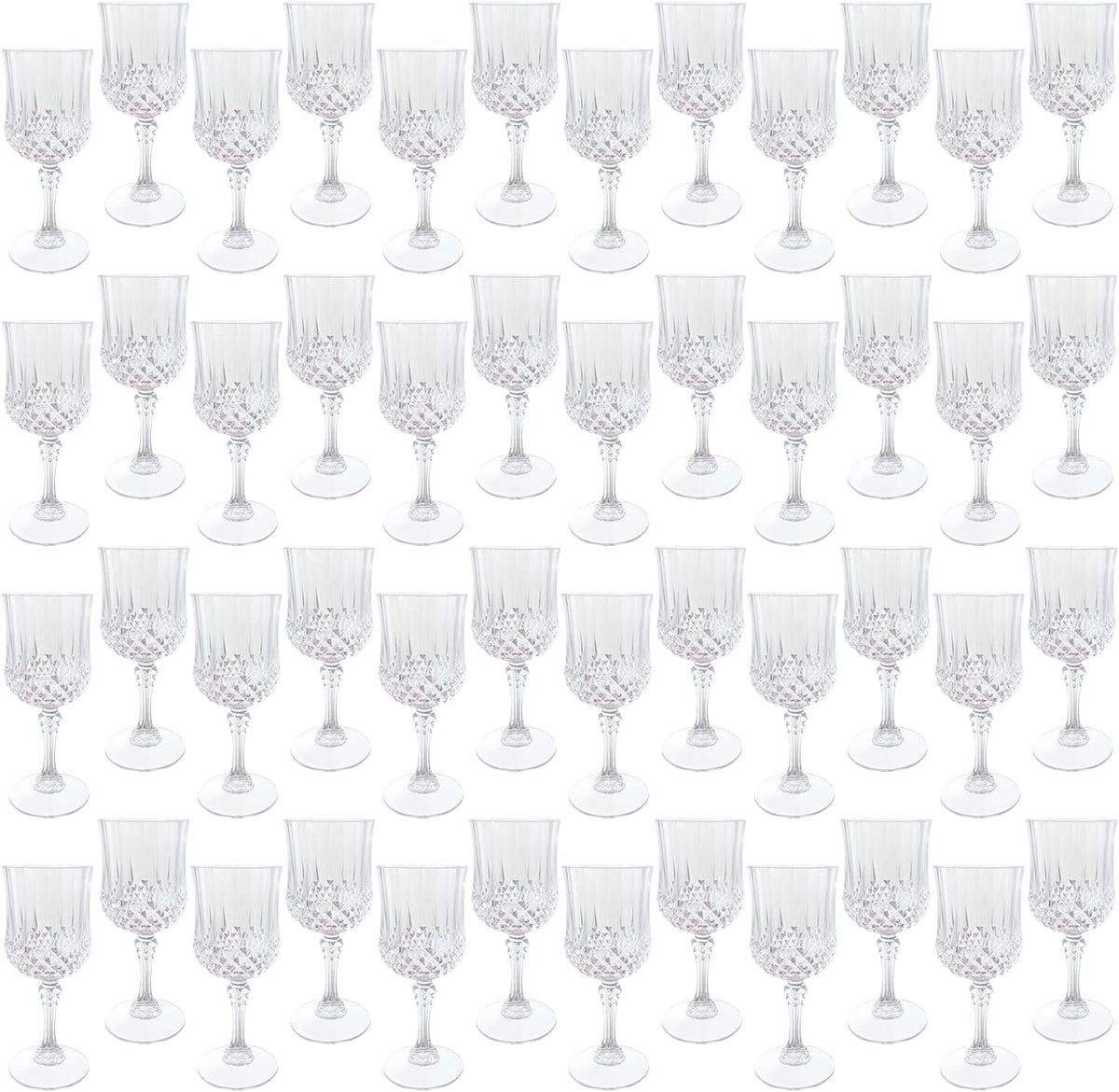 Plastic Wine Glasses，Plastic Goblets Vintage Style Cordial Drinking Glasses for Wedding Reception