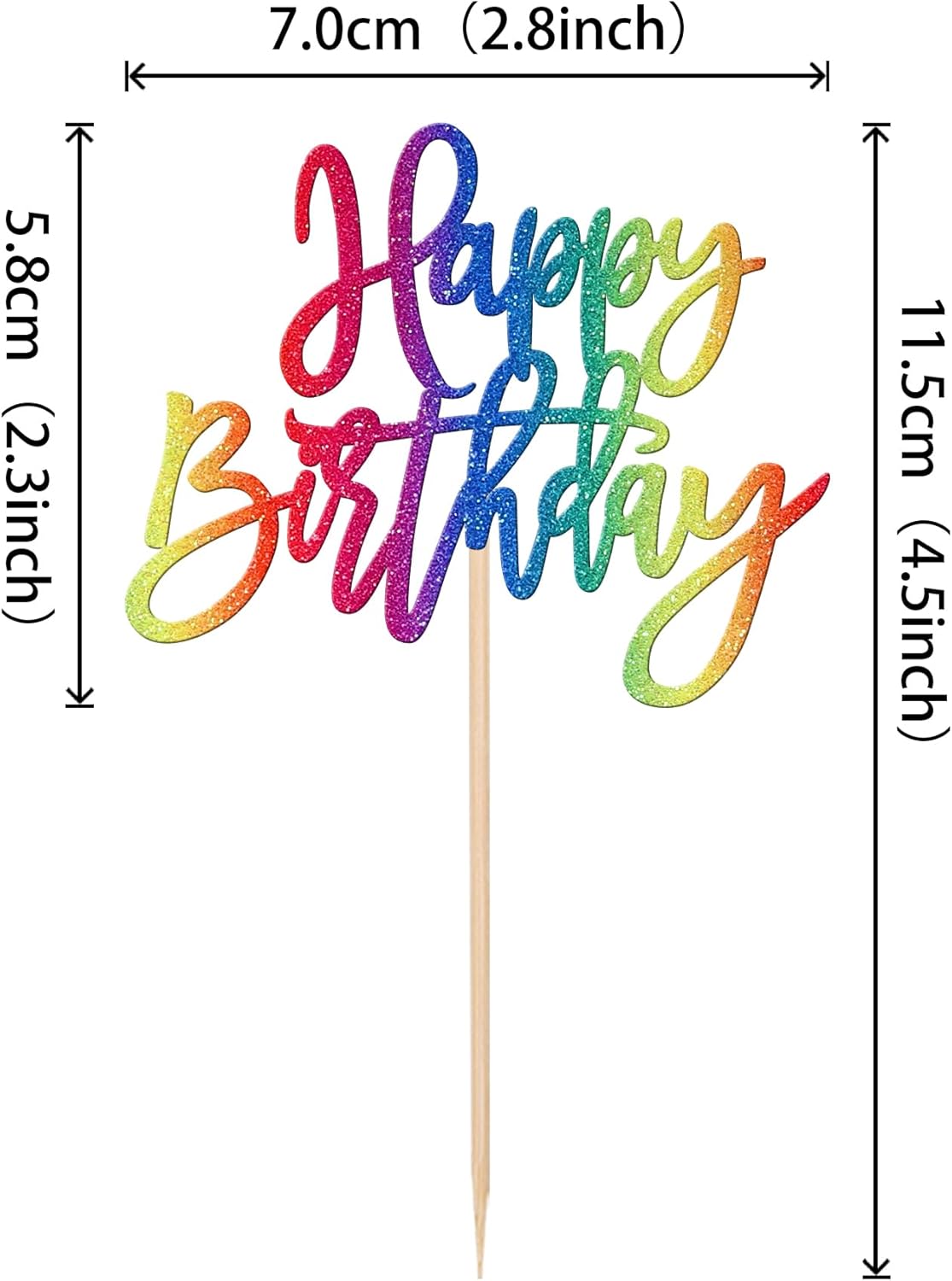 24 PCS Glitter Cupcake Toppers - Happy Birthday & Anniversary Picks for Celebrating Parties
